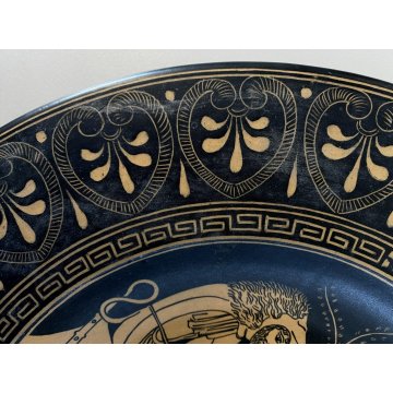GRANDE PIATTO PARETE CERAMICHE Giachetti FIGURE ROSSE ERACLE ed ATHENA ø 41 cm