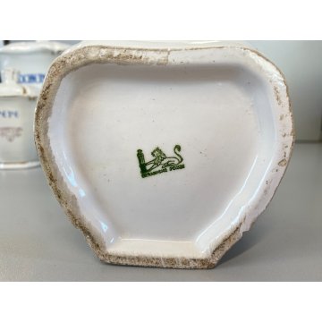 SET 5 ANTICHI BARATTOLI CUCINA SPEZIE VASI CERAMICA BIANCA Pozzi Ginori ANNI '40