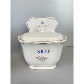 SET 5 ANTICHI BARATTOLI CUCINA SPEZIE VASI CERAMICA BIANCA Pozzi Ginori ANNI '40