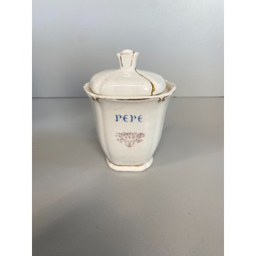 SET 5 ANTICHI BARATTOLI CUCINA SPEZIE VASI CERAMICA BIANCA Pozzi Ginori ANNI '40