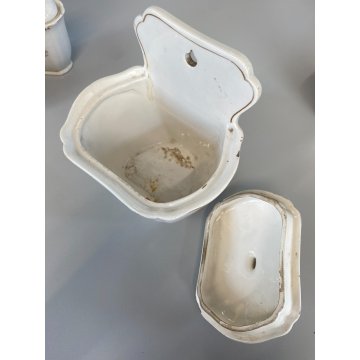 SET 5 ANTICHI BARATTOLI CUCINA SPEZIE VASI CERAMICA BIANCA Pozzi Ginori ANNI '40