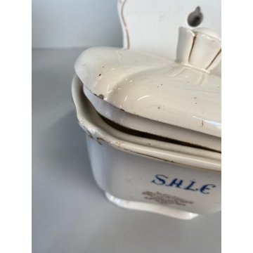 SET 5 ANTICHI BARATTOLI CUCINA SPEZIE VASI CERAMICA BIANCA Pozzi Ginori ANNI '40