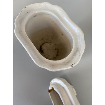 SET 5 ANTICHI BARATTOLI CUCINA SPEZIE VASI CERAMICA BIANCA Pozzi Ginori ANNI '40