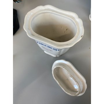 SET 5 ANTICHI BARATTOLI CUCINA SPEZIE VASI CERAMICA BIANCA Pozzi Ginori ANNI '40