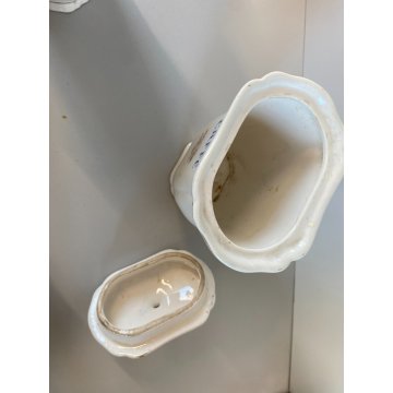 SET 5 ANTICHI BARATTOLI CUCINA SPEZIE VASI CERAMICA BIANCA Pozzi Ginori ANNI '40