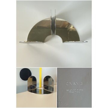 RARA COPPIA FERMALIBRI ACCIAIO DESIGN OPI Milano Cini & Nils  '70