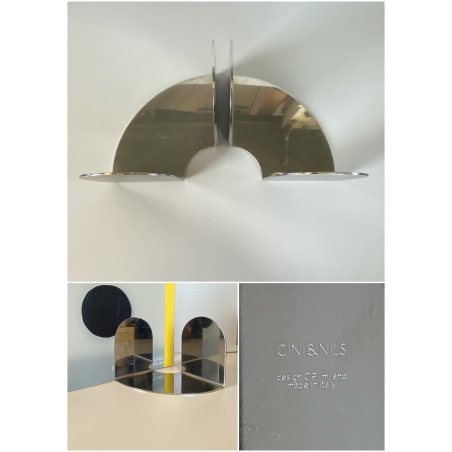 RARA COPPIA FERMALIBRI ACCIAIO DESIGN OPI Milano Cini & Nils  '70