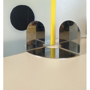 RARA COPPIA FERMALIBRI ACCIAIO DESIGN OPI Milano Cini & Nils  '70