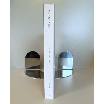 RARA COPPIA FERMALIBRI ACCIAIO DESIGN OPI Milano Cini & Nils  '70