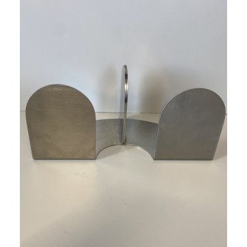 RARA COPPIA FERMALIBRI ACCIAIO DESIGN OPI Milano Cini & Nils  '70