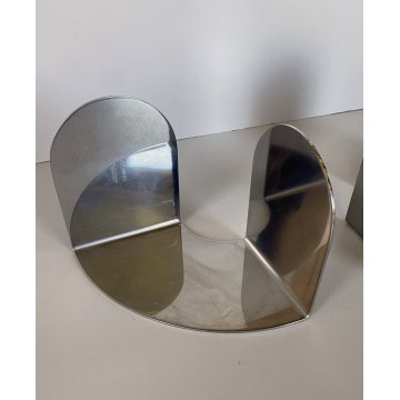 RARA COPPIA FERMALIBRI ACCIAIO DESIGN OPI Milano Cini & Nils  '70