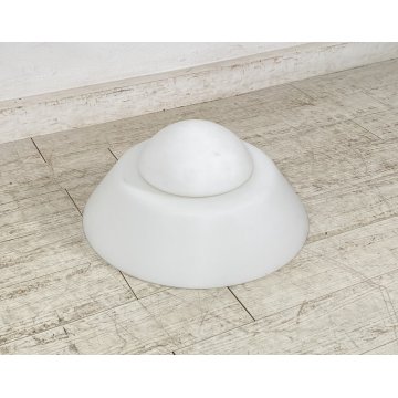 LAMPADARIO PLAFONIERA VETRO SATINATO BIANCO LAMPADA SOFFITTO LAMP GLASS ANNI 90