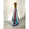BASE LAMPADA TAVOLO VETRO MURANO SOMMERSO CICLAMINO AZZURRO OTTONE 27 cm/h '50s