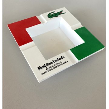POSACENERE PUBBLICITARIO LACOSTE 14 x 14 CM MELAMMINA ADVERTISING ASHTRAY  '80