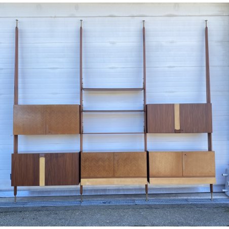 LIBRERIA TERRA CIELO CANTÙ DESIGN ANNI 50 LEGNO OTTONE LIBRARY VINTAGE SCAFFALE