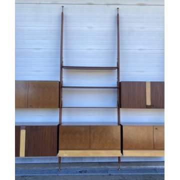 LIBRERIA TERRA CIELO CANTÙ DESIGN ANNI 50 LEGNO OTTONE LIBRARY VINTAGE SCAFFALE