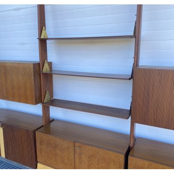 LIBRERIA TERRA CIELO CANTÙ DESIGN ANNI 50 LEGNO OTTONE LIBRARY VINTAGE SCAFFALE