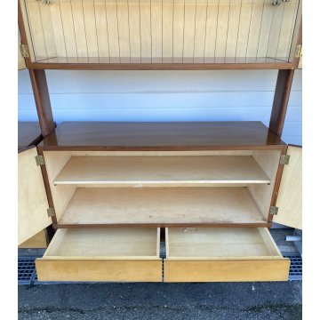 LIBRERIA TERRA CIELO CANTÙ DESIGN ANNI 50 LEGNO OTTONE LIBRARY VINTAGE SCAFFALE