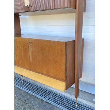 LIBRERIA TERRA CIELO CANTÙ DESIGN ANNI 50 LEGNO OTTONE LIBRARY VINTAGE SCAFFALE