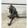 TAVOLINO DA SALOTTO ANNI 50 VETRO BRONZO OTTONE TABLE SCULTURE ELEFANTE TAVOLO
