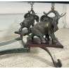 TAVOLINO DA SALOTTO ANNI 50 VETRO BRONZO OTTONE TABLE SCULTURE ELEFANTE TAVOLO