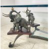 TAVOLINO DA SALOTTO ANNI 50 VETRO BRONZO OTTONE TABLE SCULTURE ELEFANTE TAVOLO