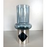 VASO VETRO AZZURRO FASCIA ARG. 800 DESIGN Claude Cuny 558 ARGENTIERE FIRENZE '70