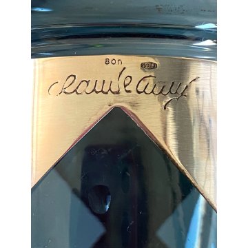 VASO VETRO AZZURRO FASCIA ARG. 800 DESIGN Claude Cuny 558 ARGENTIERE FIRENZE '70