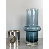 VASO VETRO AZZURRO FASCIA ARG. 800 DESIGN Claude Cuny 558 ARGENTIERE FIRENZE '70