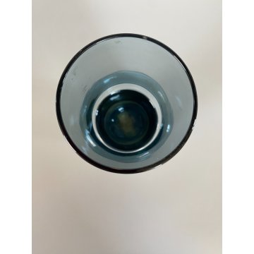 VASO VETRO AZZURRO FASCIA ARG. 800 DESIGN Claude Cuny 558 ARGENTIERE FIRENZE '70