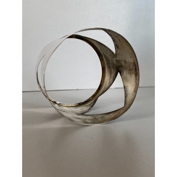 VASO VETRO AZZURRO FASCIA ARG. 800 DESIGN Claude Cuny 558 ARGENTIERE FIRENZE '70