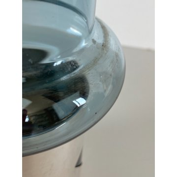 VASO VETRO AZZURRO FASCIA ARG. 800 DESIGN Claude Cuny 558 ARGENTIERE FIRENZE '70