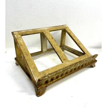 ANTICO LEGGIO D'ALTARE TAVOLO REGGILIBRO LEGNO CHIESA ORNATO GESSATO DORATO '700