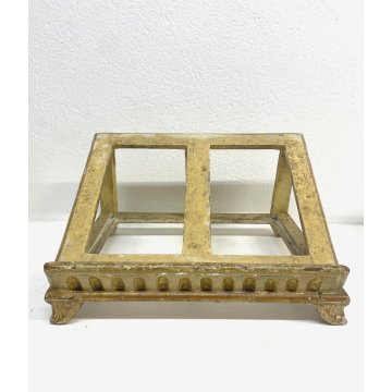 ANTICO LEGGIO D'ALTARE TAVOLO REGGILIBRO LEGNO CHIESA ORNATO GESSATO DORATO '700