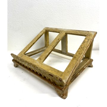 ANTICO LEGGIO D'ALTARE TAVOLO REGGILIBRO LEGNO CHIESA ORNATO GESSATO DORATO '700