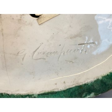 ANTICA SCULTURA DAMA con ARPA CERAMICA MAIOLICA G. Cacciapuoti n° ANNI 30