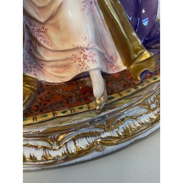 ANTICA SCULTURA DAMA con ARPA CERAMICA MAIOLICA G. Cacciapuoti n° ANNI 30