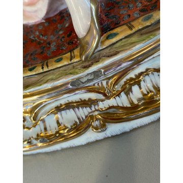 ANTICA SCULTURA DAMA con ARPA CERAMICA MAIOLICA G. Cacciapuoti n° ANNI 30