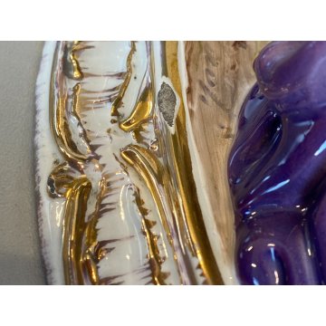 ANTICA SCULTURA DAMA con ARPA CERAMICA MAIOLICA G. Cacciapuoti n° ANNI 30