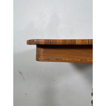 ANTICO TAVOLINO LEGNO INTARSIATO GIOCO TORNITO TAVOLO SALOTTO epoca '900