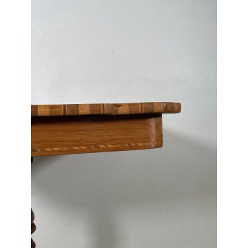 ANTICO TAVOLINO LEGNO INTARSIATO GIOCO TORNITO TAVOLO SALOTTO epoca '900