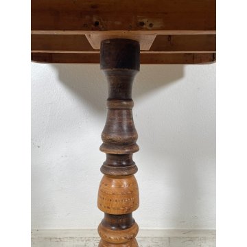 ANTICO TAVOLINO LEGNO INTARSIATO GIOCO TORNITO TAVOLO SALOTTO epoca '900