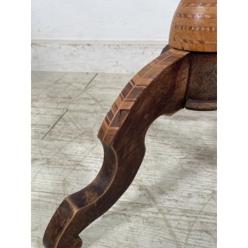 ANTICO TAVOLINO LEGNO INTARSIATO GIOCO TORNITO TAVOLO SALOTTO epoca '900