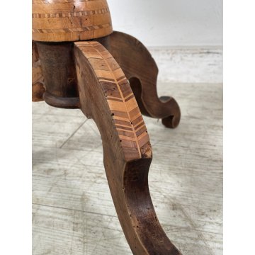ANTICO TAVOLINO LEGNO INTARSIATO GIOCO TORNITO TAVOLO SALOTTO epoca '900