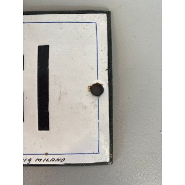 INSEGNA "PREZZI FISSI" METALLO BOMBATO SMALTATO NERO su BIANCO ITALIA ANNI '30