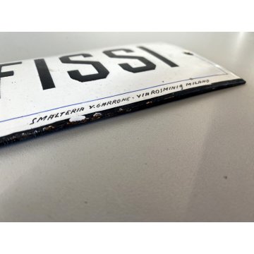 INSEGNA "PREZZI FISSI" METALLO BOMBATO SMALTATO NERO su BIANCO ITALIA ANNI '30