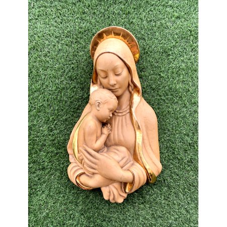 SCULTURA BASSORILIEVO CERAMICA Zaccagnini MADONNA GESU' BAMBINO 54x31x12 cm/h