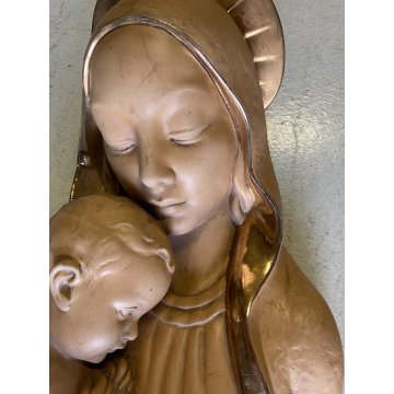 SCULTURA BASSORILIEVO CERAMICA Zaccagnini MADONNA GESU' BAMBINO 54x31x12 cm/h