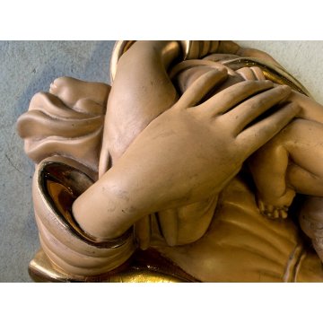 SCULTURA BASSORILIEVO CERAMICA Zaccagnini MADONNA GESU' BAMBINO 54x31x12 cm/h