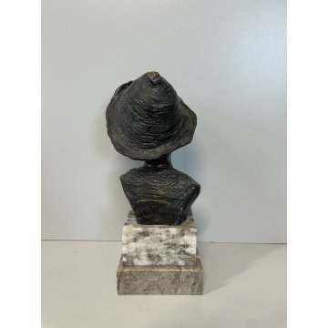 SCULTURA BRONZO FIRMATA De Martino PASTORELLO BIMBO SCUGNIZZO BASE MARMO